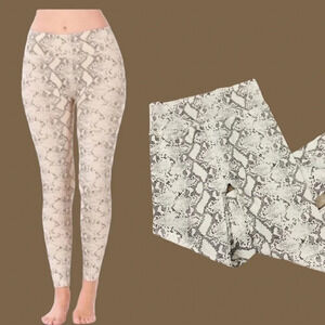 BOGO Fleece lined snake print leggings mocha/tan